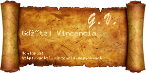 Götzl Vincencia névjegykártya